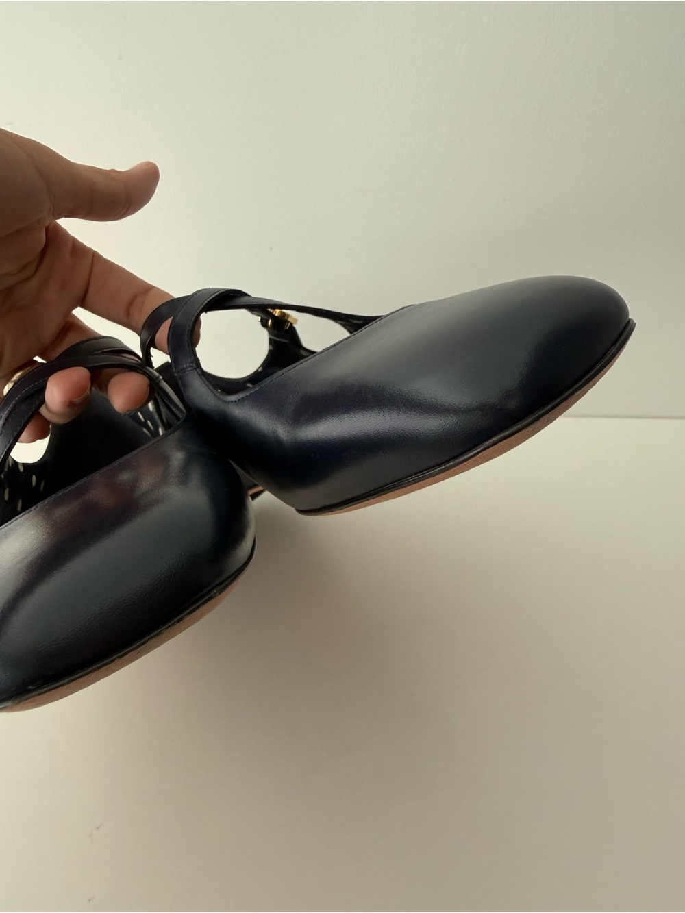 Bally Baunty Ballerina Navy Mary Jane Flats with Polka Dot Insole - Picture 8 of 9